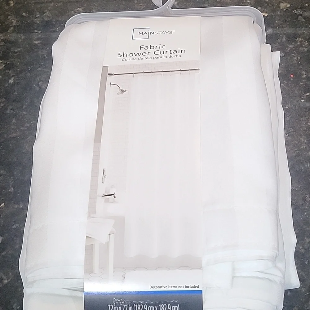 NWT Fabric White Striped Shower Curtain 72"in x 72" - Picture 1 of 8